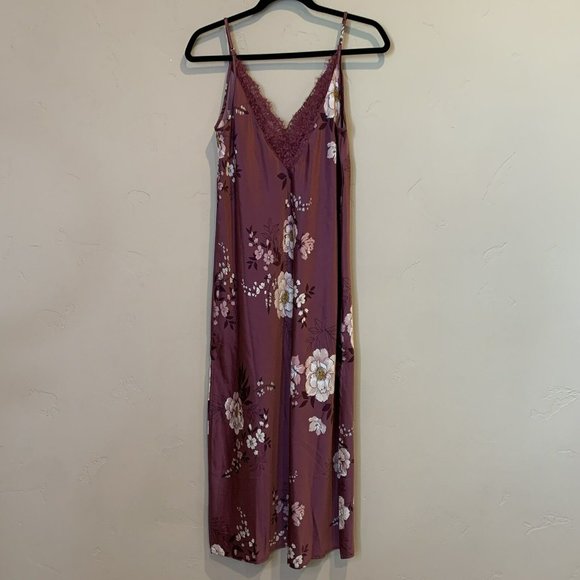 NWT INC Women's Size XS Plum Floral Night Gown Slip Dress Midi/Maxi $60 - Picture 4 of 10